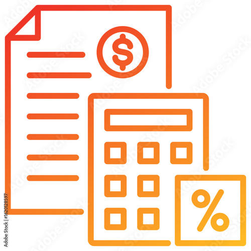 Tax Calculation Line Gradient Icon