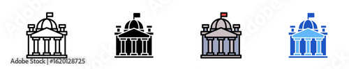 Government Building  Icon Set Multiple Style Collection
