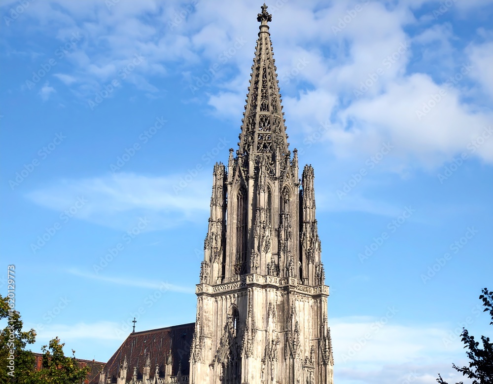 Obraz premium Ancient Gothic church tower