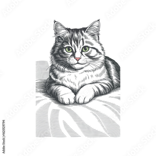 Cat engraving art