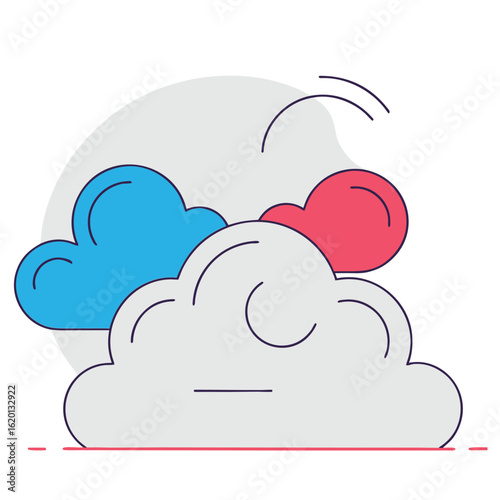 Abstract flat design illustration of colorful clouds in a cartoon style representing weather or data storage