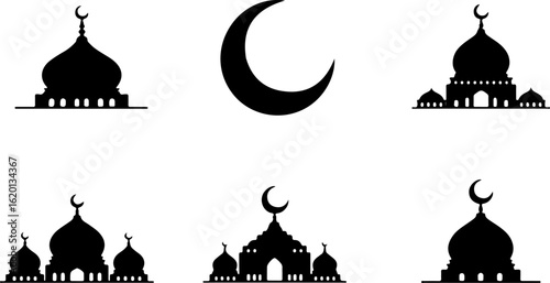 "Islamic Crescent Symbols with Arabic Calligraphy"