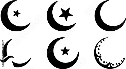 "Islamic Crescent Symbols with Arabic Calligraphy"