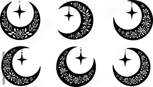 "Islamic Crescent Symbols with Arabic Calligraphy"
