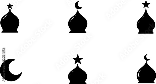 "Islamic Crescent Symbols with Arabic Calligraphy"