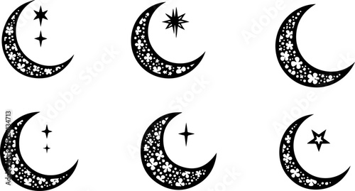 "Islamic Crescent Symbols with Arabic Calligraphy"