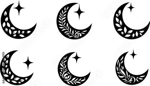 "Islamic Crescent Symbols with Arabic Calligraphy"