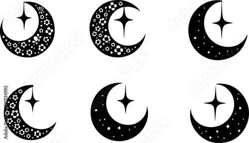 "Islamic Crescent Symbols with Arabic Calligraphy"