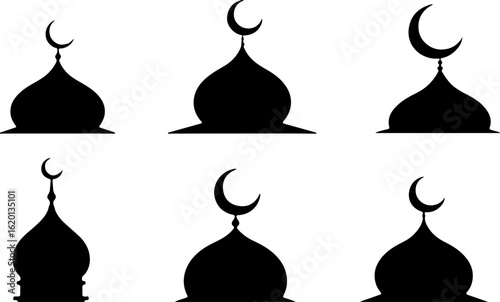 "Islamic Crescent Symbols with Arabic Calligraphy"