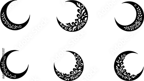 "Islamic Crescent Symbols with Arabic Calligraphy"