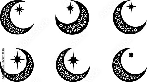 "Islamic Crescent Symbols with Arabic Calligraphy"