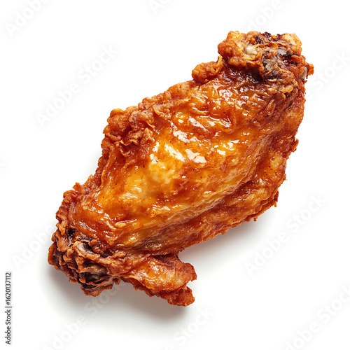 Crispy Fried Chicken Wing with Golden Brown Breading Isolated on White Background