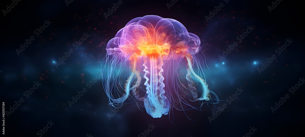Fototapeta premium a light jellyfish , coming out of the smoke, generative AI