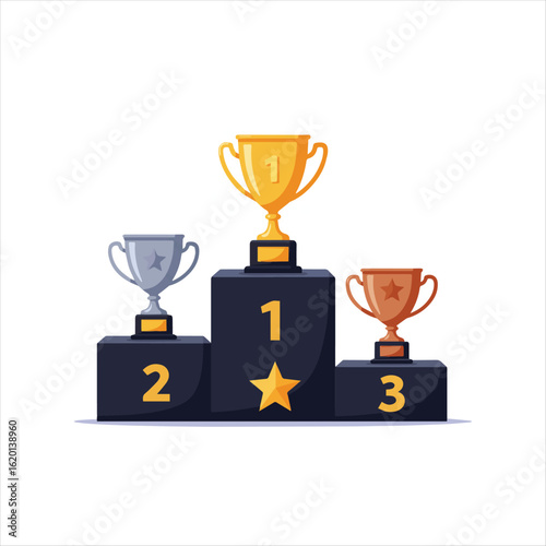 Gold silver bronze trophy cup podium award design