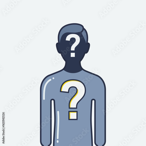 Silhouette of a person with a question mark covering their face, suggesting anonymity or uncertainty.