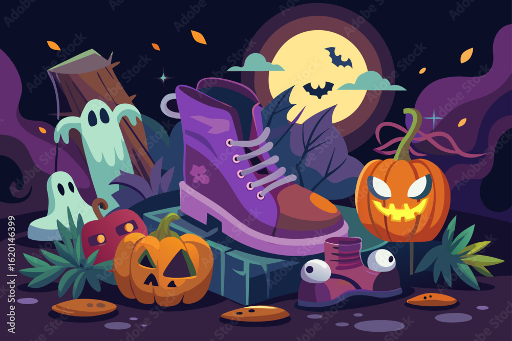 Fototapeta premium Halloween Still Life of Enchanted Objects and Potions