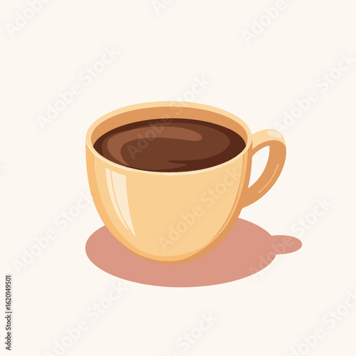 Warm coffee cup with rich dark liquid and elegant design resting on a soft surface. This inviting coffee cup is perfect for cozy mornings, enhancing enjoyment during coffee breaks.