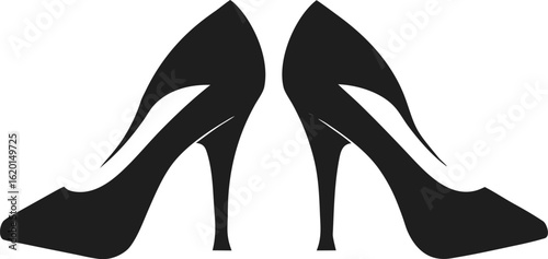 Elegant black high heel shoes, a stylish and glamorous leather footwear accessory for women