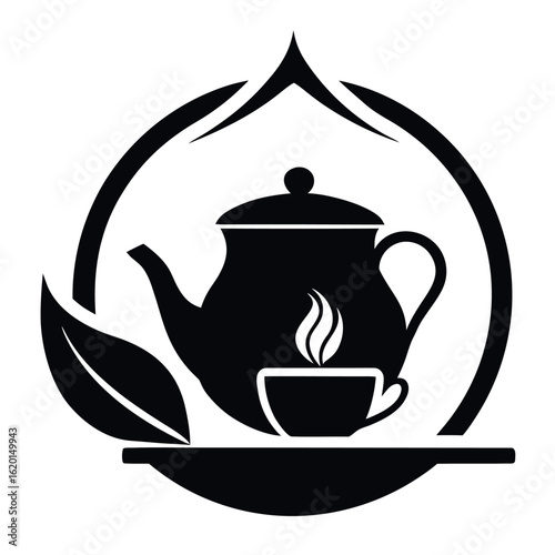 Tea house logo vector illustration.
