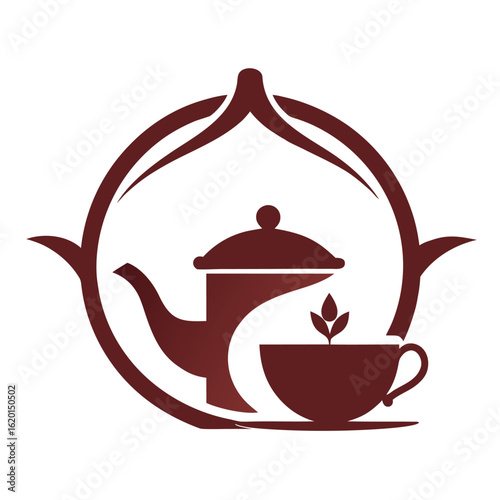 Tea house logo vector illustration.
