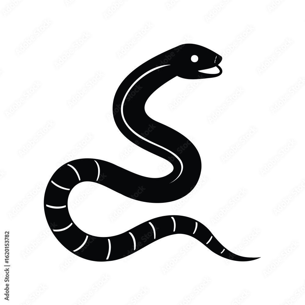 Fototapeta premium Simple Black and White Illustration of a Snake with Unique Markings