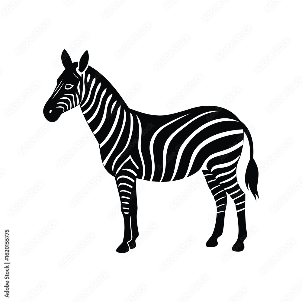 Obraz premium A striking black and white zebra silhouette, a beautiful animal illustration