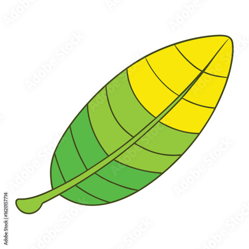 Cartoon banana leaf green yellow tropical plant