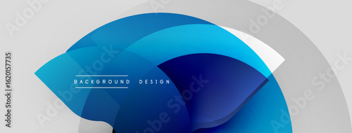 Abstract blue design. Layered shapes create dynamic flow, modern aesthetic. Subtle gradients enhance visual appeal. Minimalist composition.
