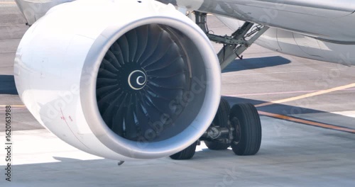 jet engine and wheels close up
