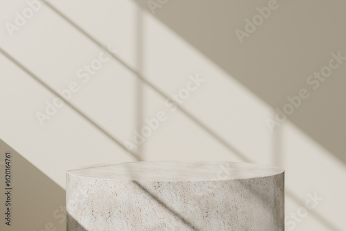 A podium backdrop with natural shadows that can be used in a variety of designs. 3D rendering.