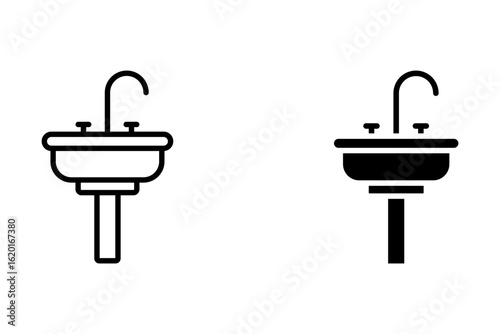 Sink icon set with white background. Thin line style stock vector