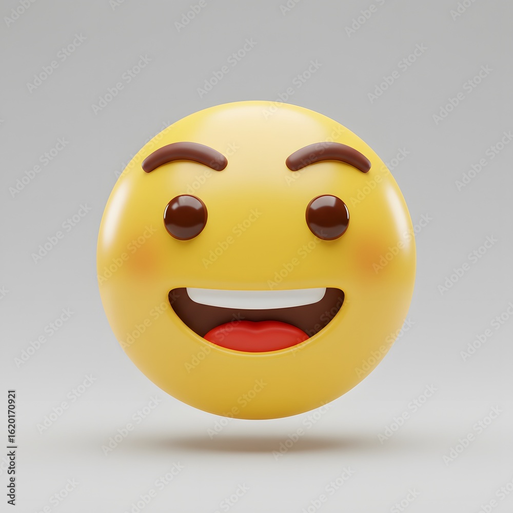 Fototapeta premium Happy Emoji Smiling Face 3D Render
