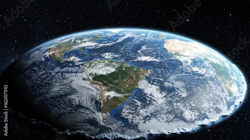 Flat earth map depicts a flat planet, suitable for digital design, conspiracy theory concept, educational purposes, and controversial topics.
