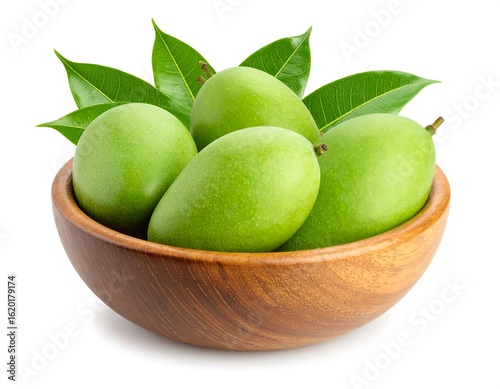 Wallpaper Mural Fresh green mangoes in a wooden bowl (2) Torontodigital.ca