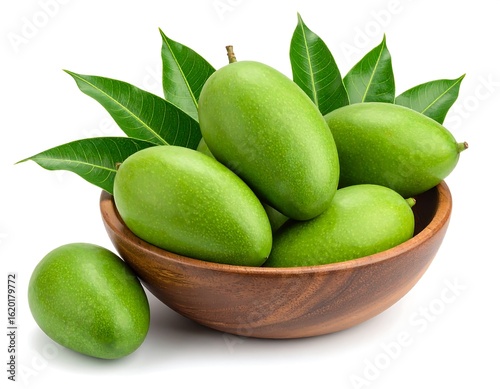 Wallpaper Mural Fresh green mangoes in a wooden bowl (3) Torontodigital.ca