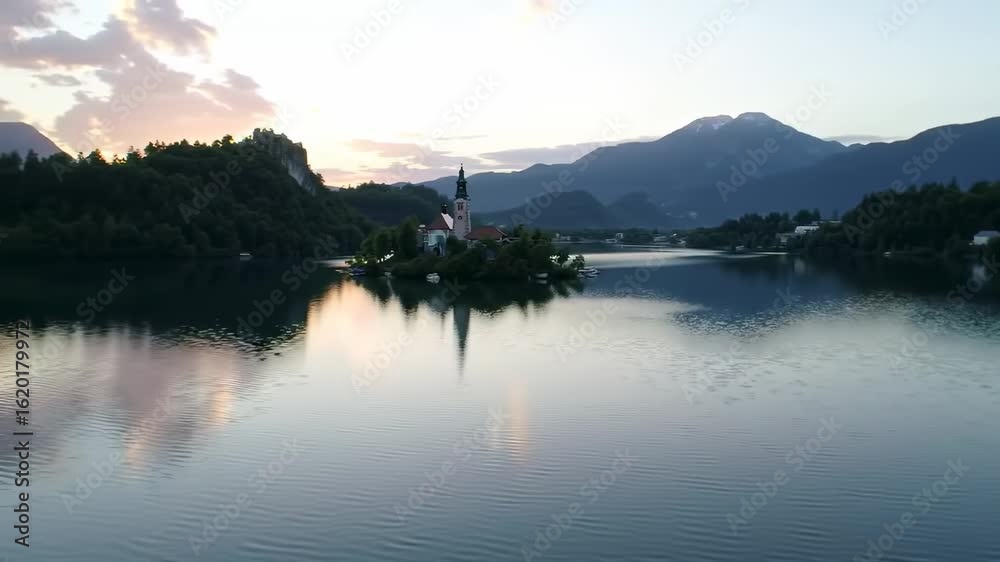 Lakeside church at dawn Lakeside church at dawn