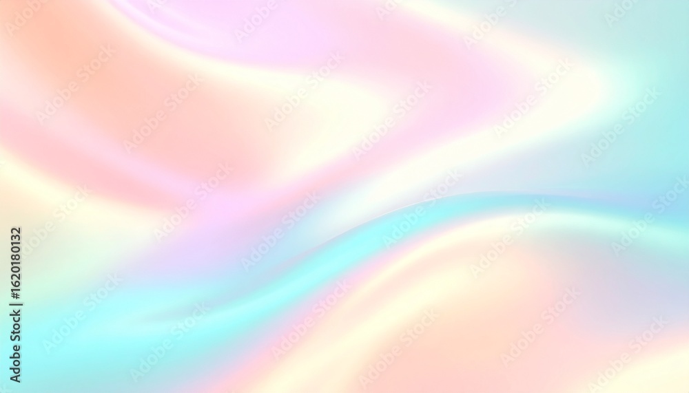 Obraz premium Abstract Holographic Pastel Gradient Background with Soft Fluid Waves
