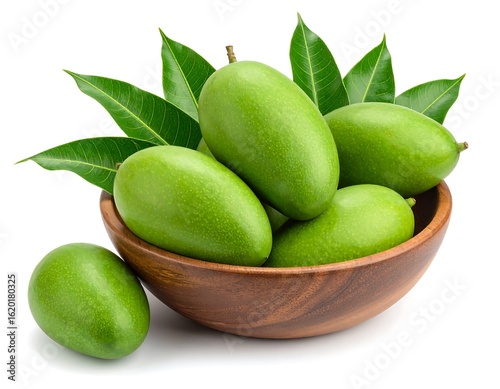 Wallpaper Mural Fresh green mangoes in a wooden bowl Torontodigital.ca