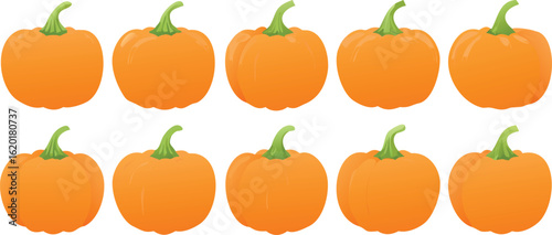 Isolated fresh autumn vegetables: a vibrant set of pumpkins, carrots, tomatoes, and green gourds for a healthy harvest