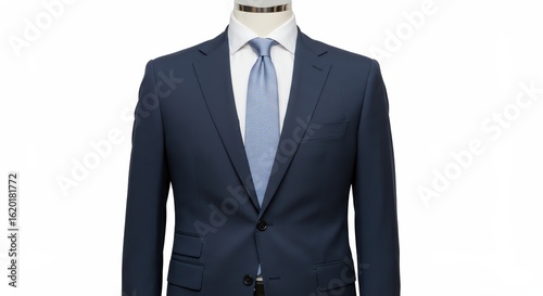 Formal navy blue suit on mannequin