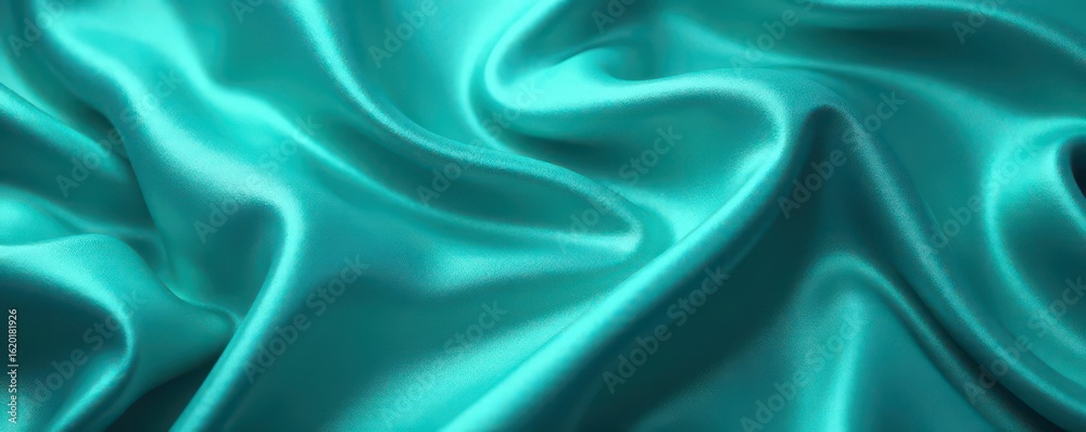 Obraz premium Close-up teal silk wallpaper texture, shimmering sheen , home, interior