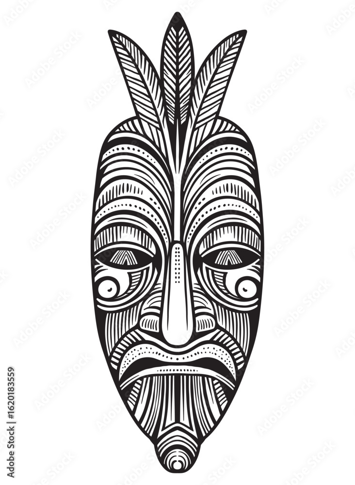 Obraz premium Detailed sketchy vector ethnic tribal mask illustration