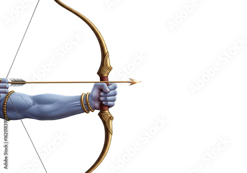 Lord Rama Aiming a Bow with an Arrow