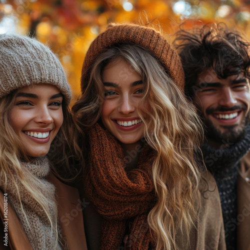 young people in autumn clothes.