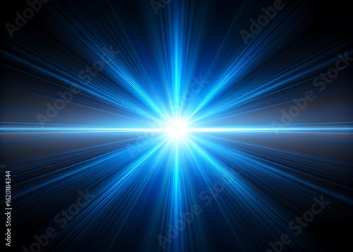 Bright blue starburst explosion of light on a dark background