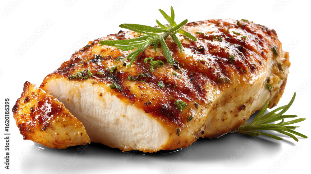 Obraz premium Grilled chicken breast isolated on white background