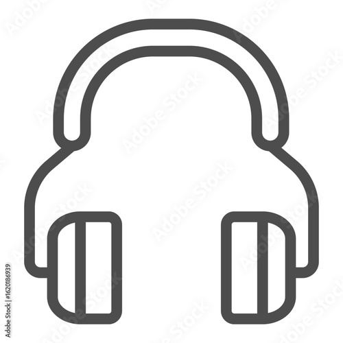 Builder man headphones line icon, workwear concept. Vector graphics. Ear protective headset, safety sign on white background, outline style icon for mobile or web design.