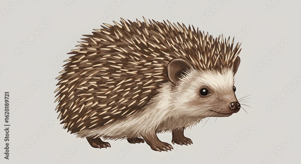 Fototapeta premium Illustration of a Cute Hedgehog on a Light Background