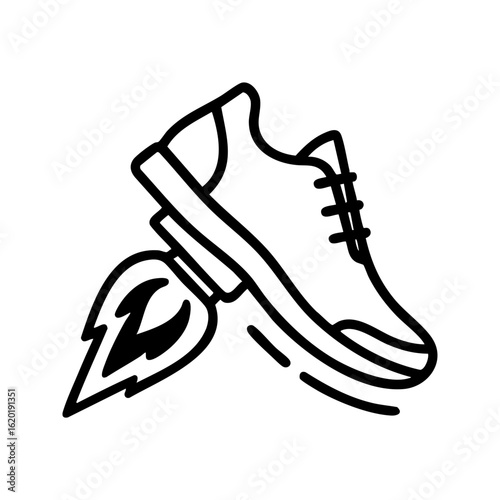 Speed shoe icon with rocket booster