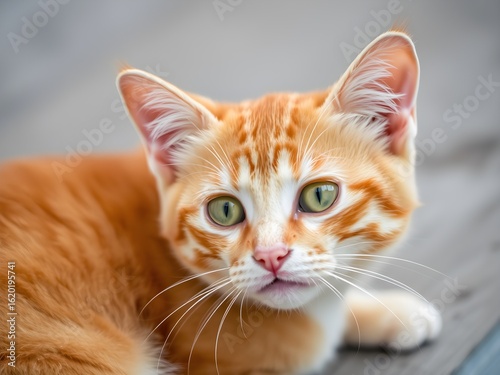 Adorable Orange Cat with Fluffy, Soft Fur – Sweet and Charming Feline Portrait (AI Generated)